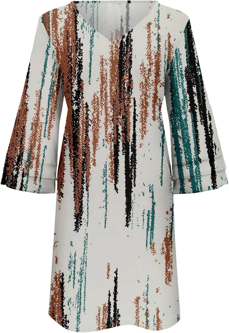Beach Dresses for Women,2025 Summer Trendy Floral Print Boho Dress,Casual Loose V Neck Bell 3/4 Sleeve Mini Dress