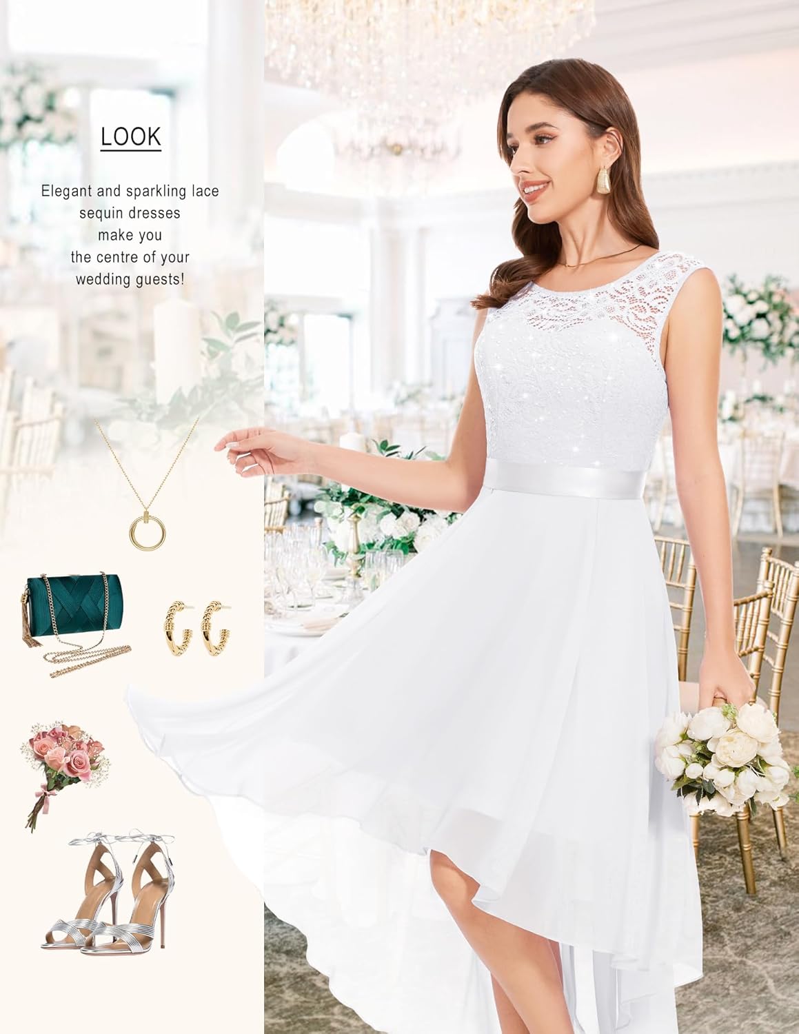 BeryLove Cocktail Prom Dresses 2025 Formal Wedding Guest Dresses Sleeveless Lace High Low Homecoming Dress