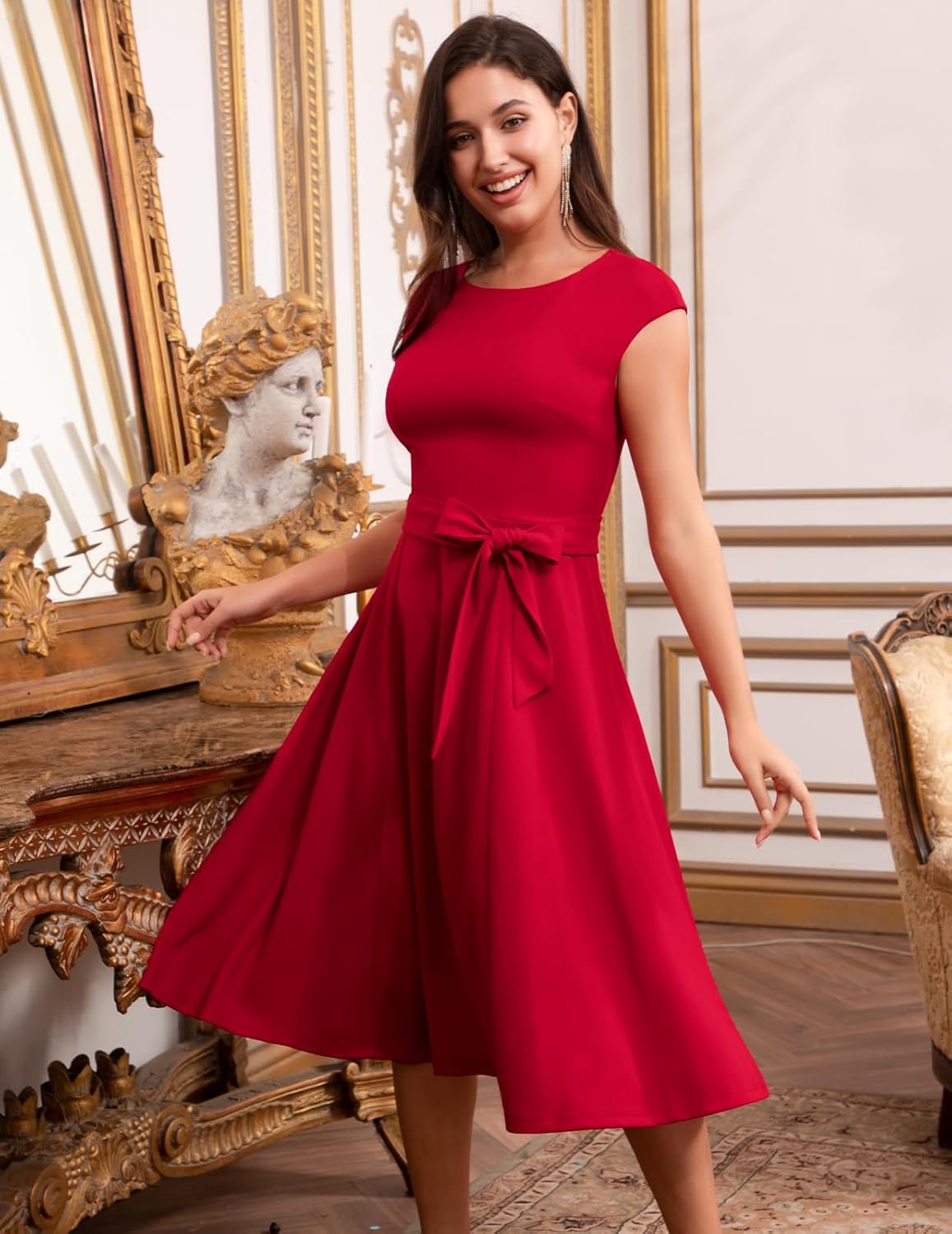 DRESSTELLS Women's Cocktail Dresses, Formal Wedding Guest Church Modest Graduation Party Prom Dress 2025