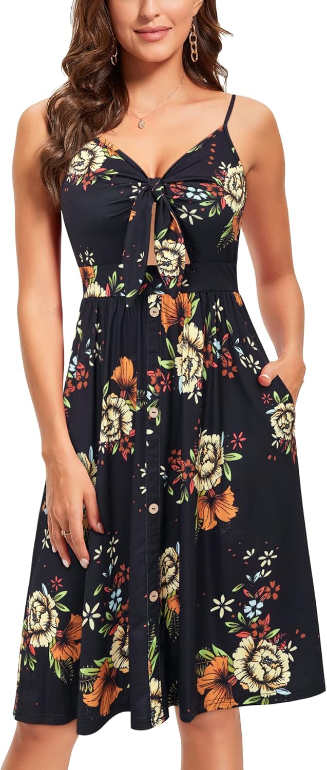 VOTEPRETTY Women's Summer Dresses Spring Sundresses Beach Clothes Outfit Vacation 2024 V Neck Casual Tropical Resort Hawaiian