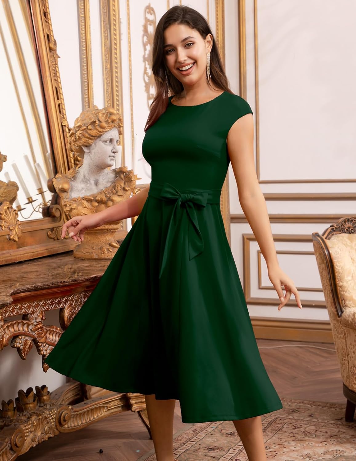 DRESSTELLS Women's Cocktail Dresses, Formal Wedding Guest Church Modest Graduation Party Prom Dress 2025