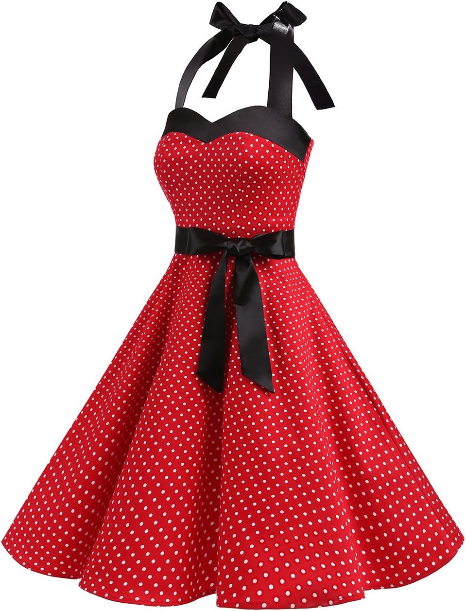 DRESSTELLS Women's Vintage 1950s Cocktail Party Dress Retro Wedding Guest Halter Rockabilly Swing Dresses