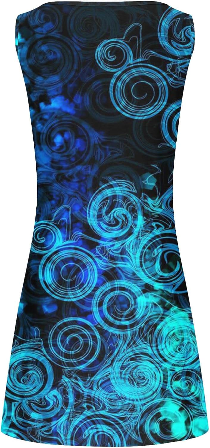 Summer Dresses for Women 2024 Casual Sleeveless Tank Dress Vintage Floral Print a-Line Beach Sundresses