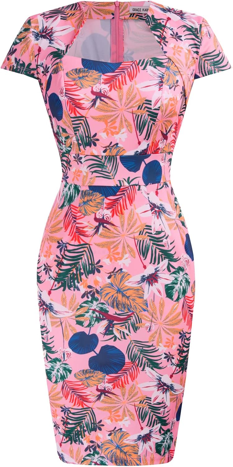 Grace Karin Womens 50s 60s Vintage Pencil Dress Bodycon Cap Sleeve Dress