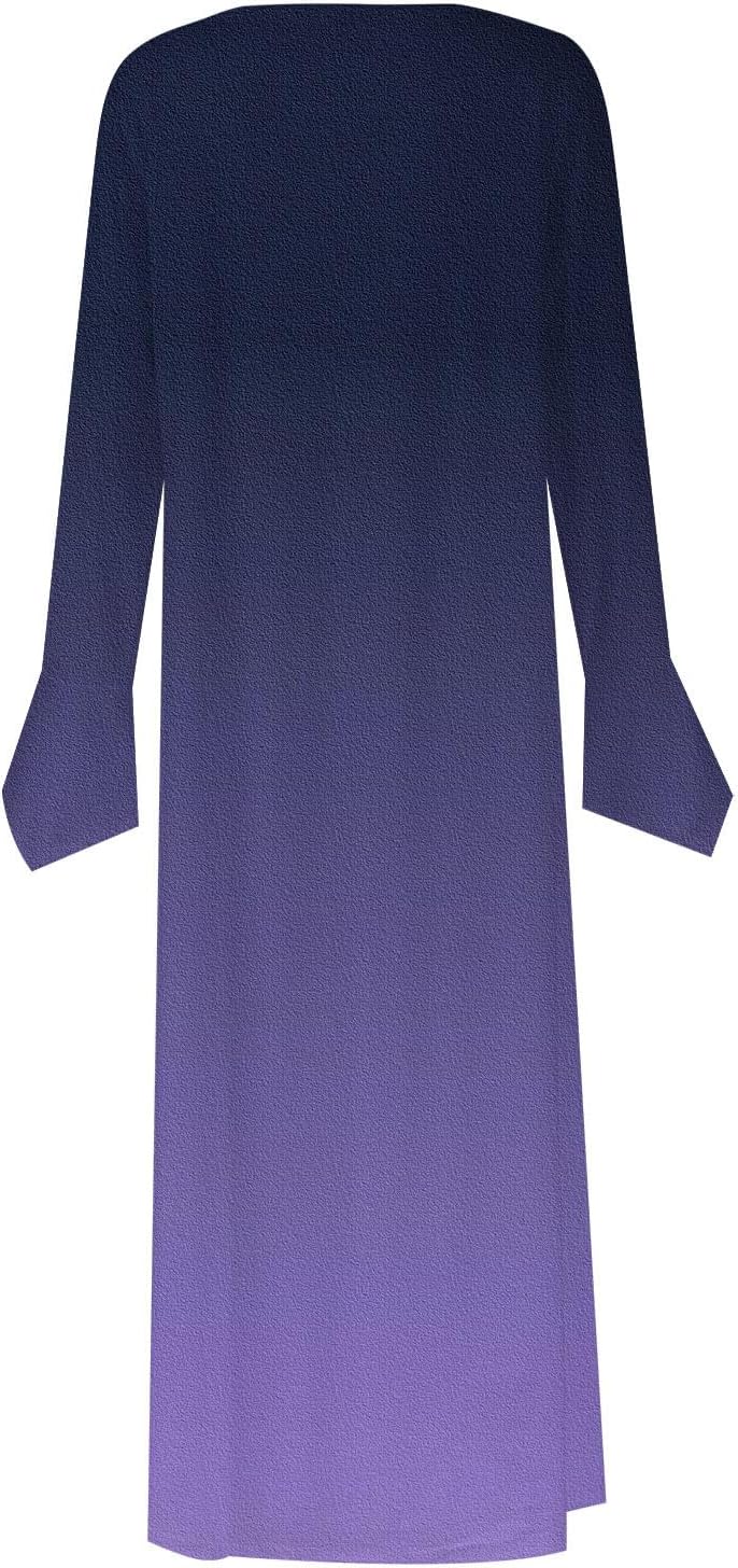 DOPOCQ Fall Women Dresses 2023 Long Sleeve V Neck Plus Size Maxi Dress Boho Dress High Waisted A-Line Dress with Pocket