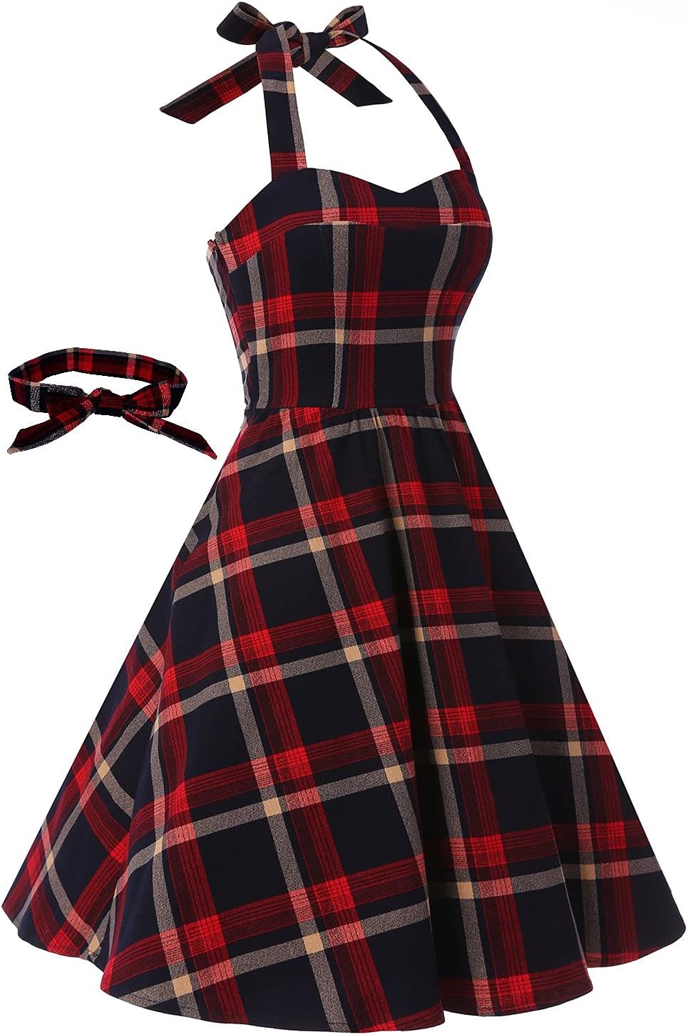 Topdress Women'sVintage Polka Audrey Dress 1950s Halter Retro Cocktail Dress