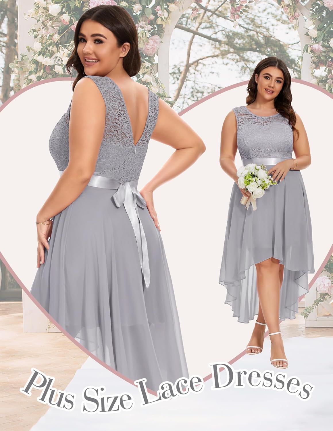 BeryLove Cocktail Prom Dresses 2025 Formal Wedding Guest Dresses Sleeveless Lace High Low Homecoming Dress