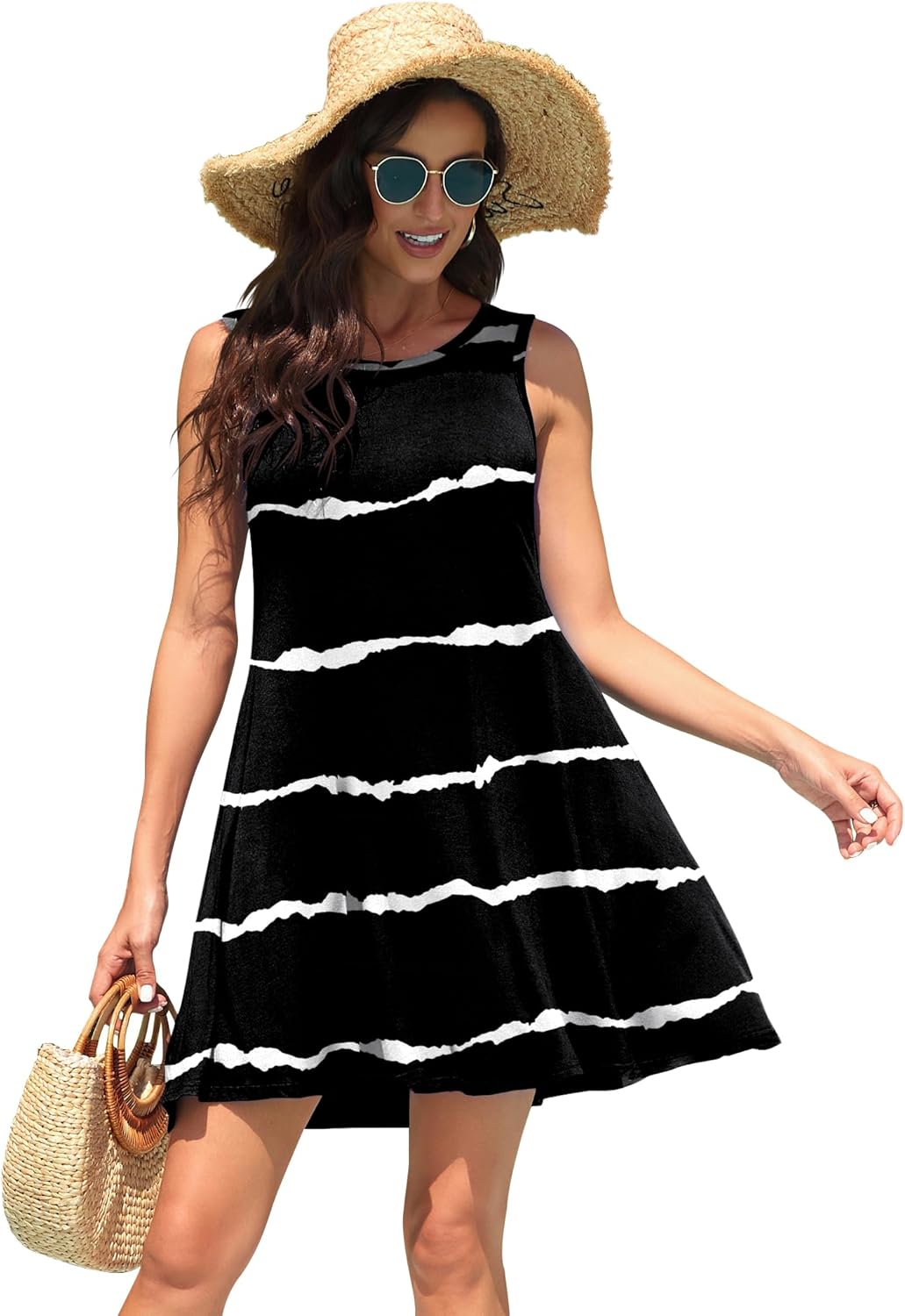 WEACZZY Women Summer Casual Swing T Shirt Dresses Beach Cover up Loose Dress