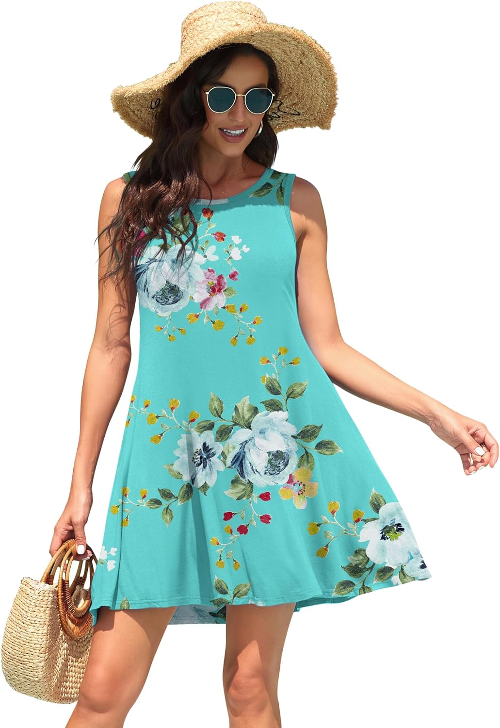 WEACZZY Women Summer Casual Swing T Shirt Dresses Beach Cover up Loose Dress