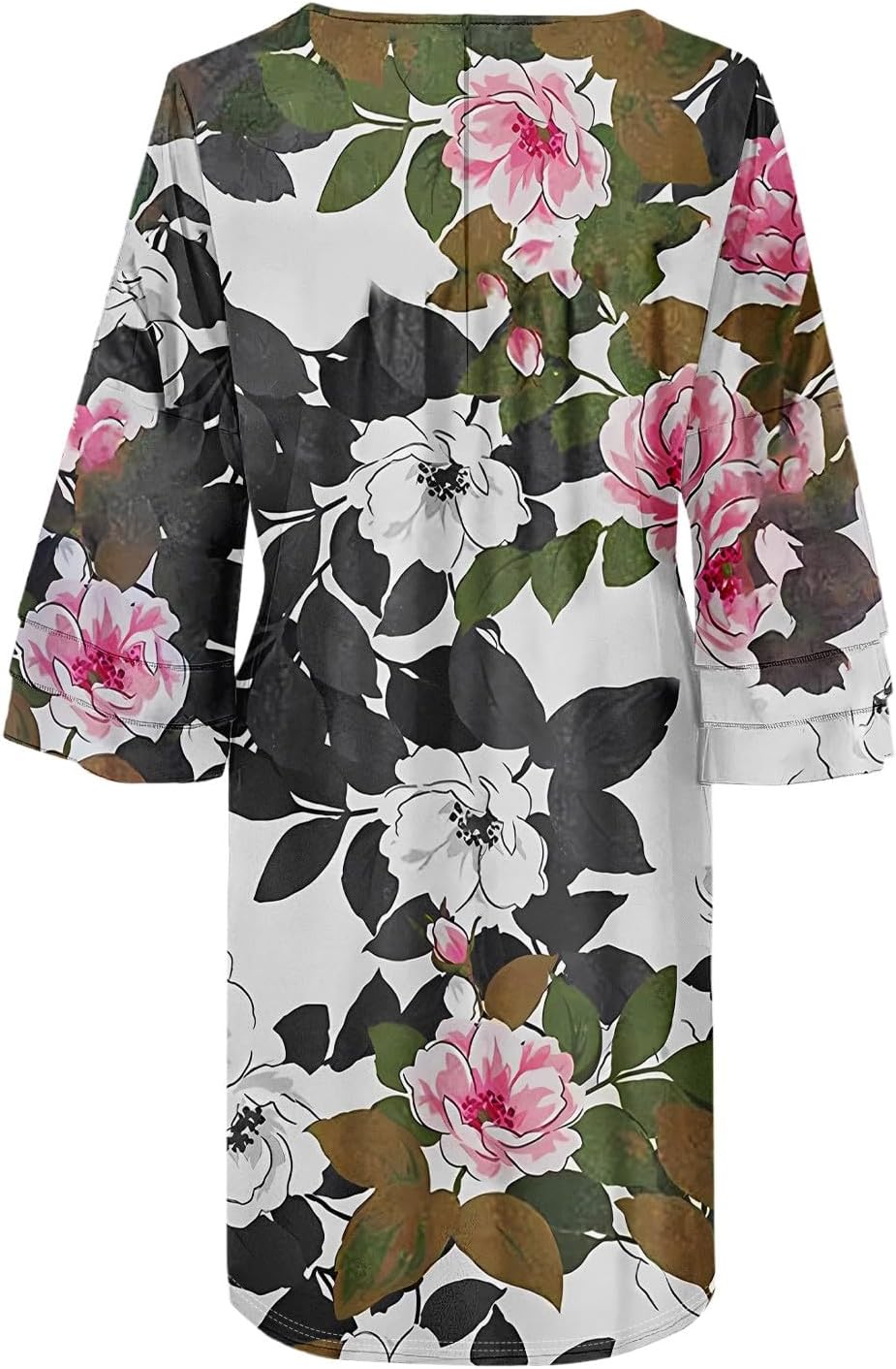 Beach Dresses for Women,2025 Summer Trendy Floral Print Boho Dress,Casual Loose V Neck Bell 3/4 Sleeve Mini Dress
