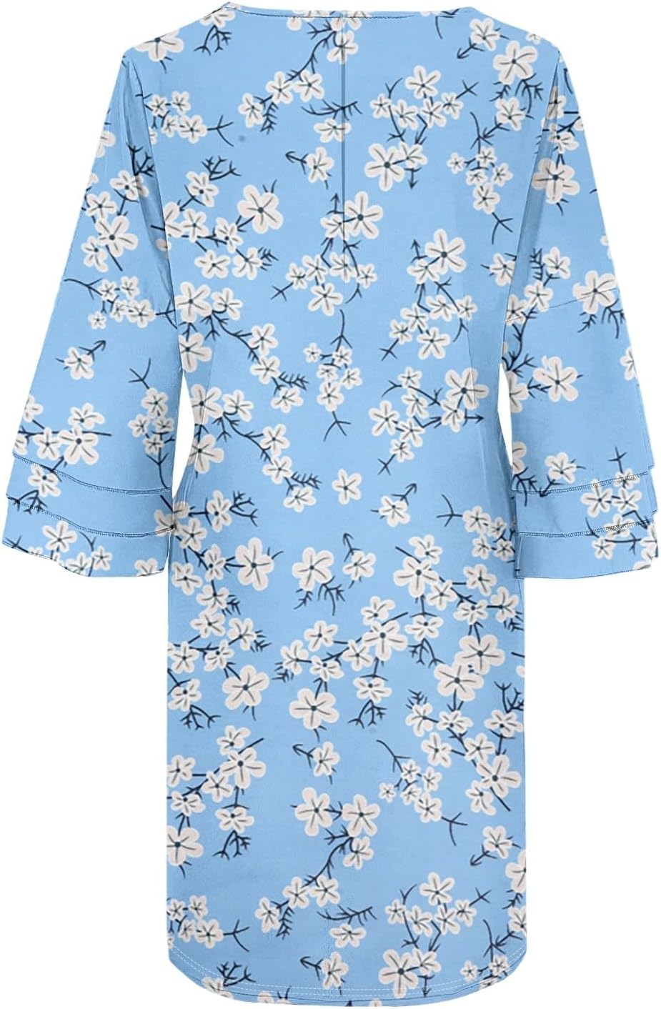 Beach Dresses for Women,2025 Summer Trendy Floral Print Boho Dress,Casual Loose V Neck Bell 3/4 Sleeve Mini Dress
