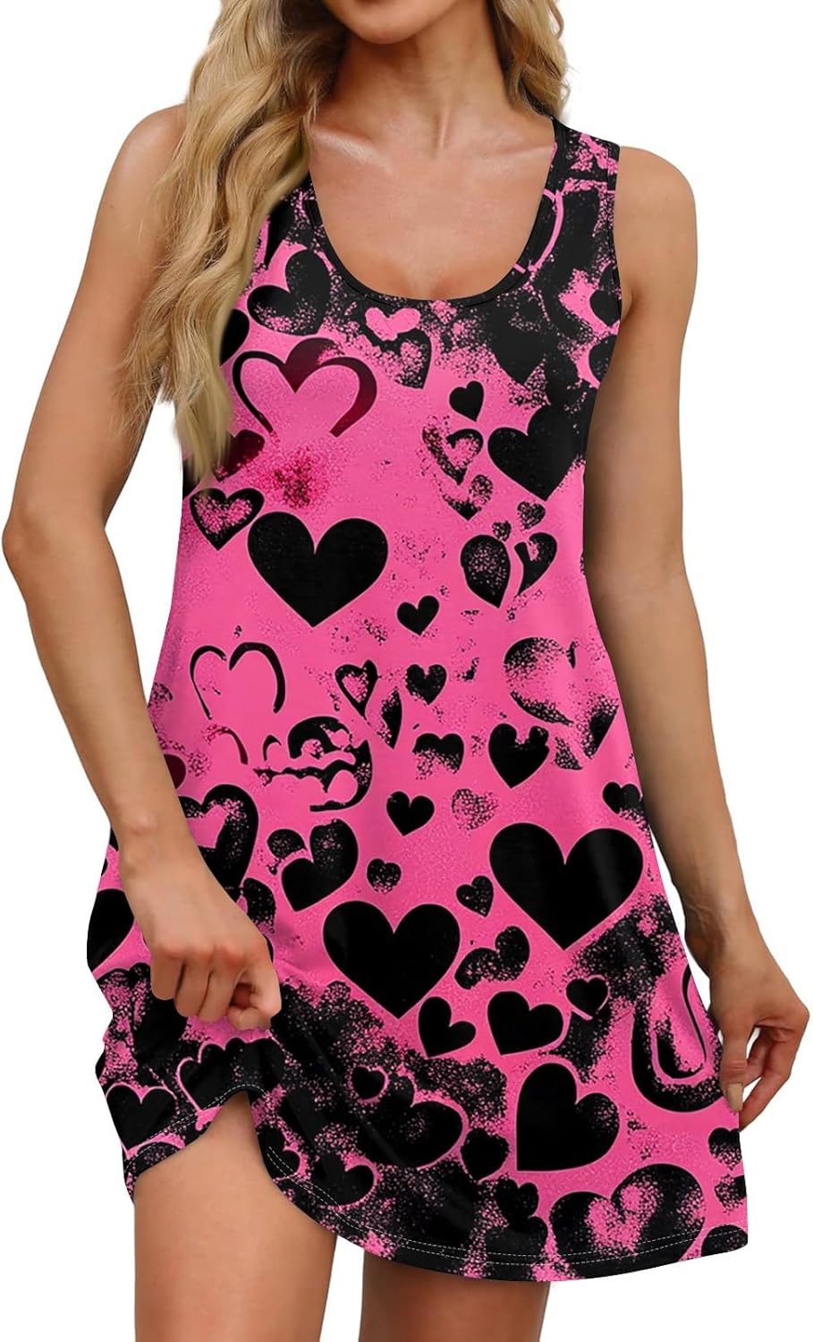 Women's Casual Sundress with Pockets Summer Boho Beach Dress,Holiday Hresses for Woment-Shirts Dress U Neck Loose Tank