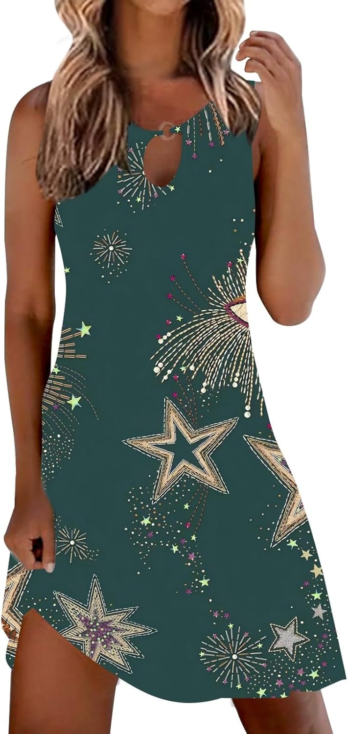 Summer Dresses for Women 2025 Vacation Beach Casual Vintage Midi Sundresses Sexy Sleeveless V Neck Boho Tank Dress