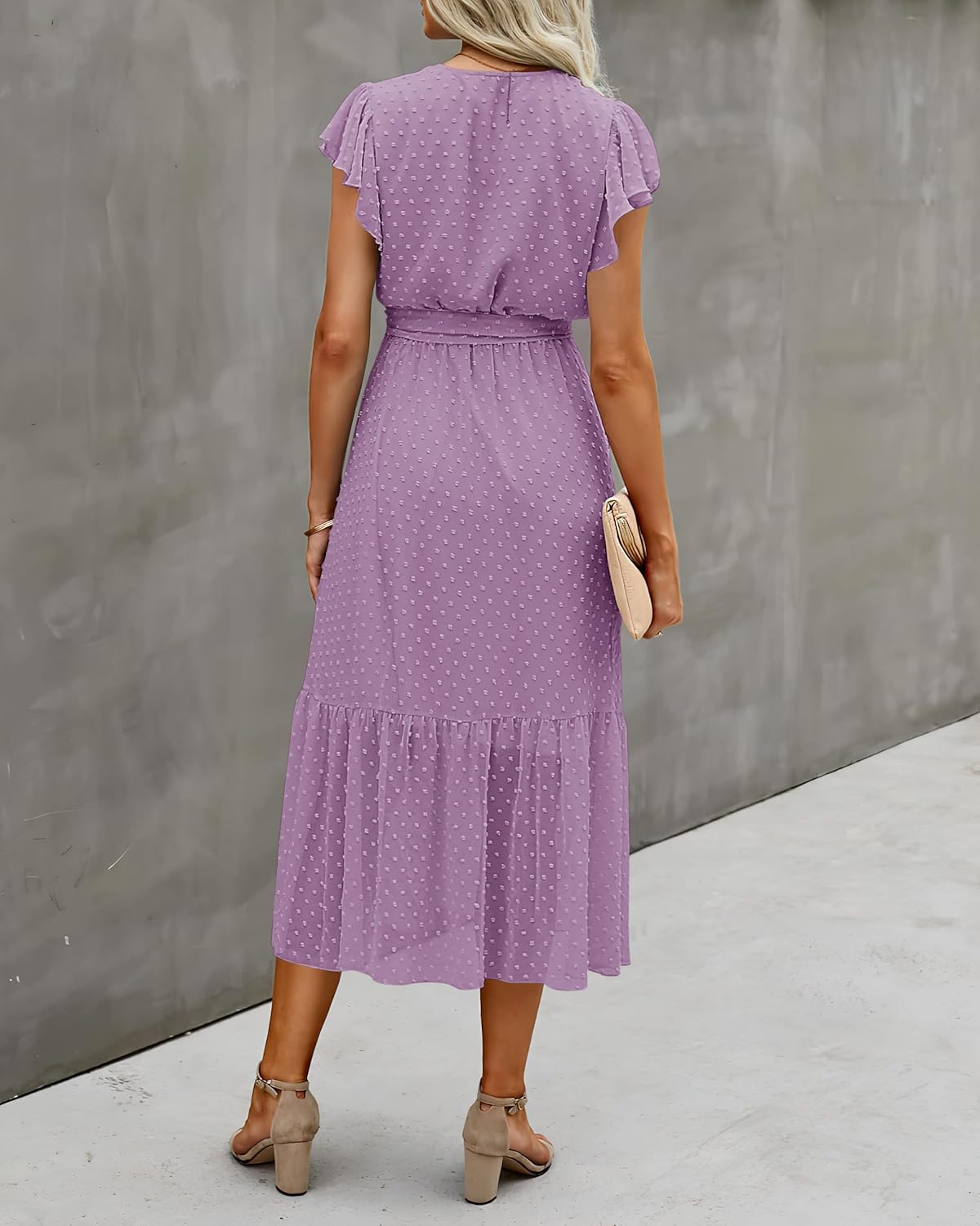 BTFBM Women Summer Bohemian Floral Casual Wrap V Neck Ruffle Cap Sleeveless Belt A-Line Pleated Hem Midi Sun Dress White