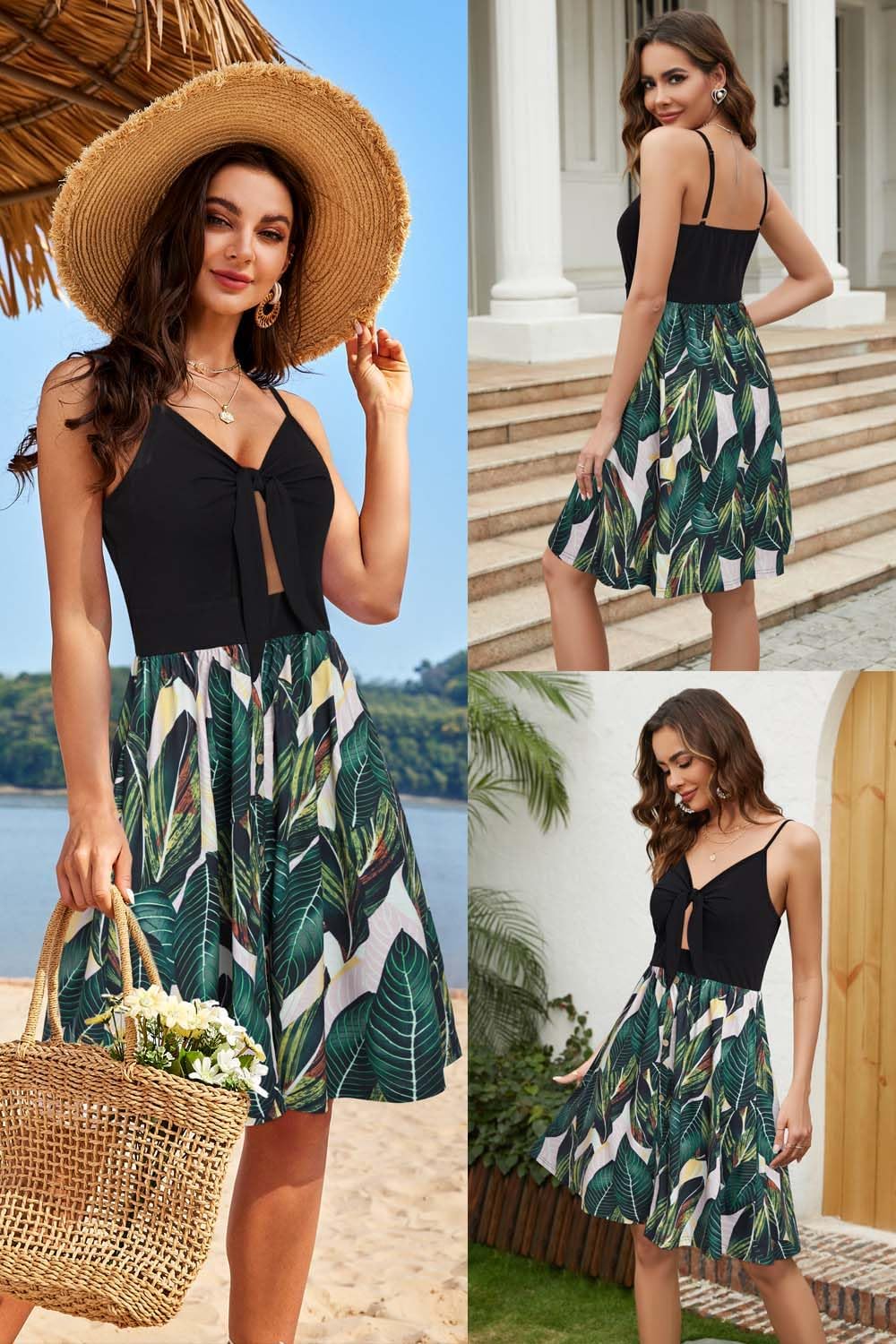VOTEPRETTY Women's Summer Dresses Spring Sundresses Beach Clothes Outfit Vacation 2024 V Neck Casual Tropical Resort Hawaiian