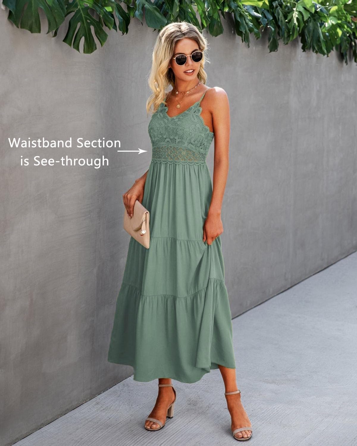 Dokuritu Women's Beach Crochet Lace Maxi Dress Solid Color Summer Vacation Spaghetti Strap Long Dress 2024