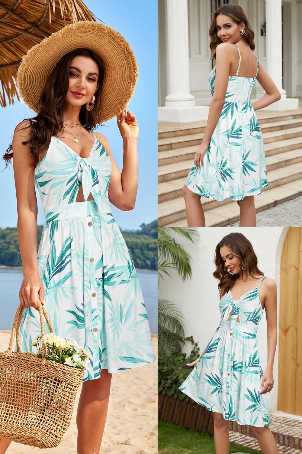 VOTEPRETTY Women's Summer Dresses Spring Sundresses Beach Clothes Outfit Vacation 2024 V Neck Casual Tropical Resort Hawaiian