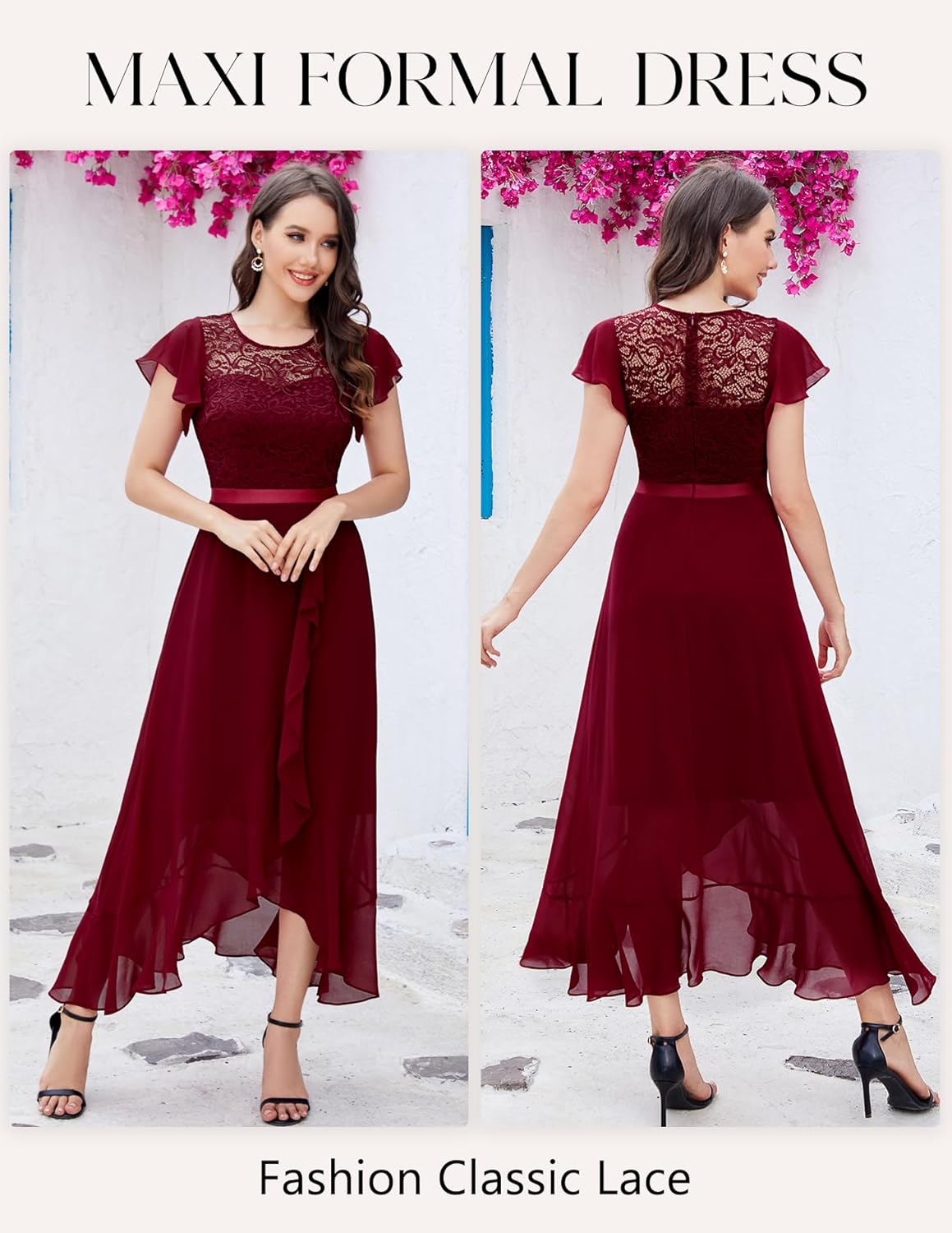 BeryLove Formal Dresses for Women 2025 Wedding Guest with Slit Cocktail Elegant Lace Long Prom Dress