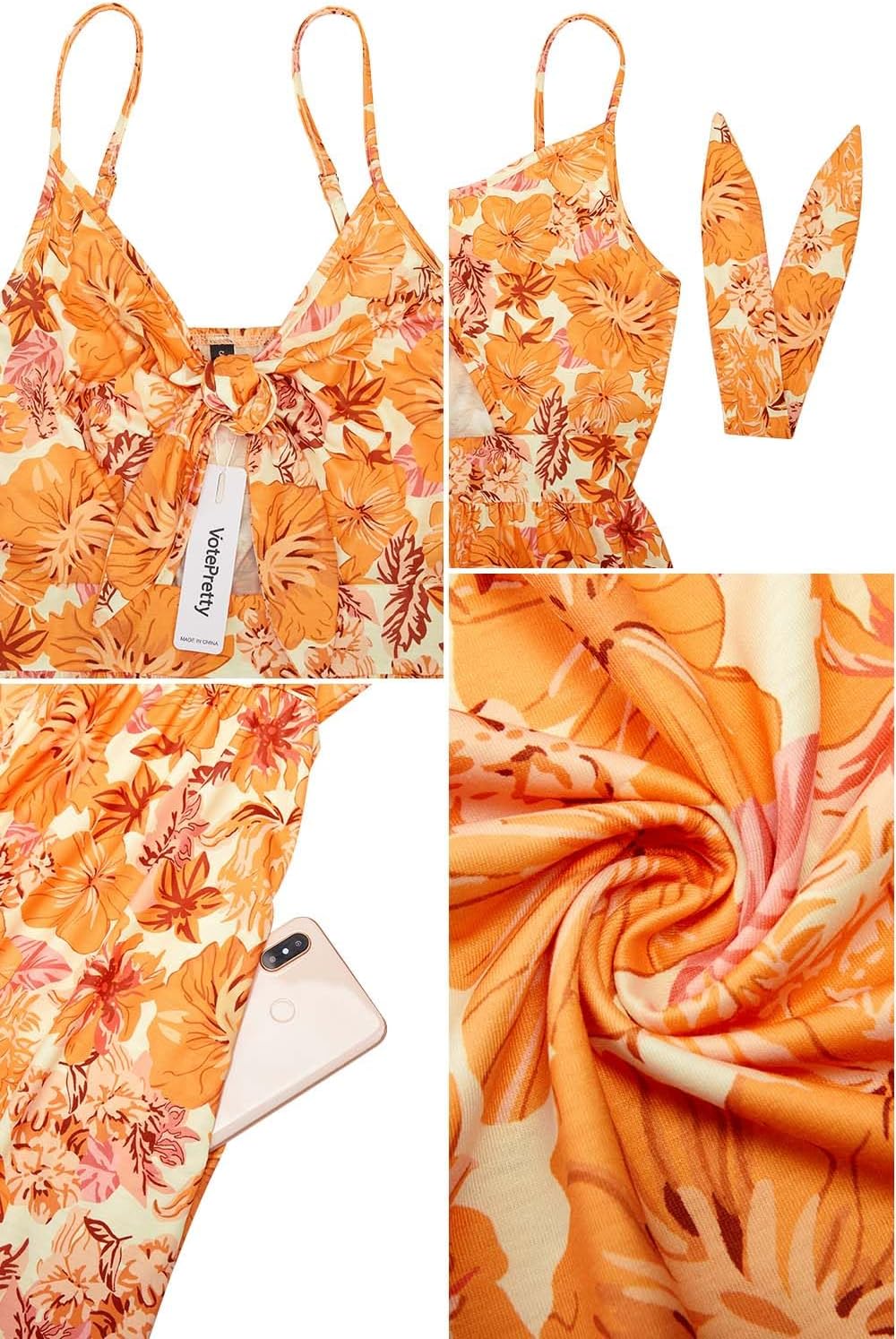 VOTEPRETTY Women's Summer Dresses Spring Sundresses Beach Clothes Outfit Vacation 2024 V Neck Casual Tropical Resort Hawaiian