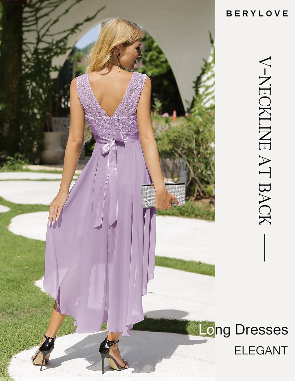 BeryLove Cocktail Prom Dresses 2025 Formal Wedding Guest Dresses Sleeveless Lace High Low Homecoming Dress
