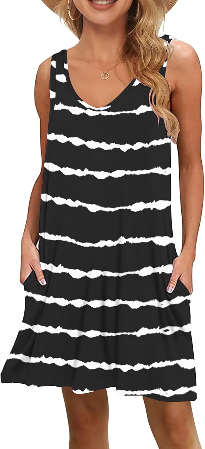 MISFAY Women's Summer Casual T Shirt Dresses Beach Cover up Tank Dress