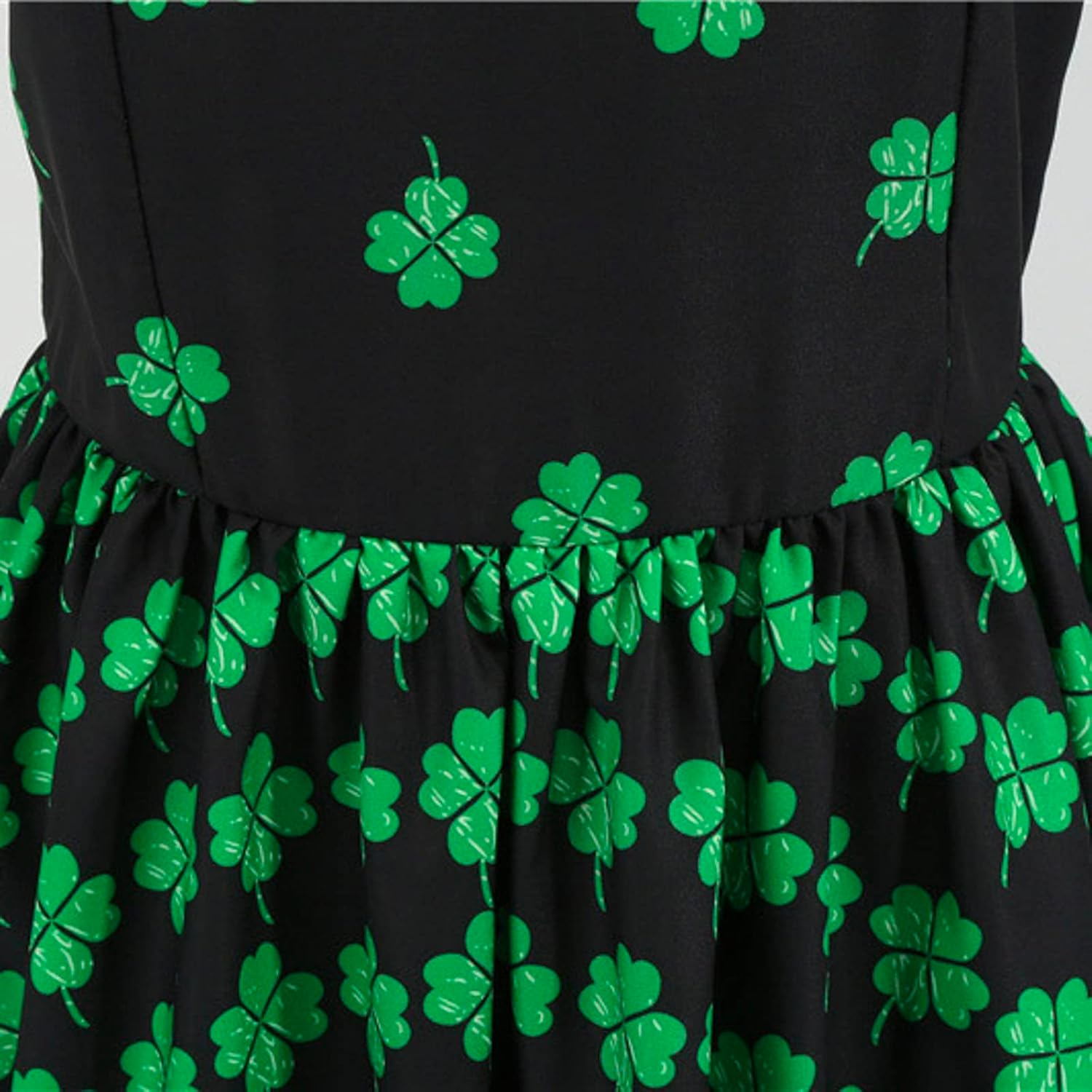 aihihe St Patricks Day Dress for Women A Line Pleated Hepburn Dress Lukcy Shamrock Print Irish Dress 2024 Vintage Dress