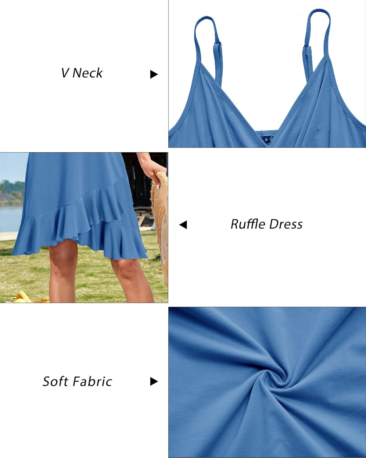 ULTRANICE Womens Summer Dresses Floral V Neck Ruffled Hem Spaghetti Spring Casual Beach Outfits Flowy Wrap Sun Dress