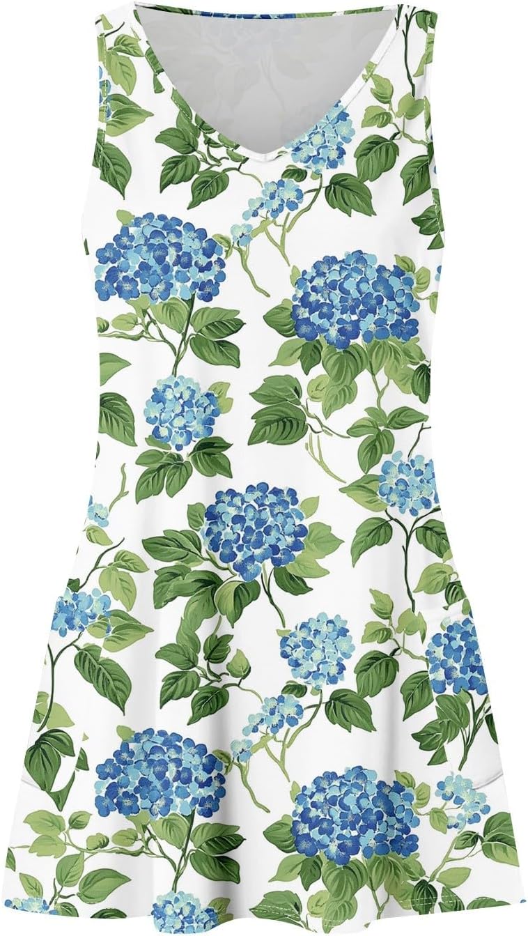 NBXNZWF Women Summer Casual Dress 2025 Casual Loose Sleeveless V-Neck Sundresses A Line Tshirt Beach Dresses with Pockets