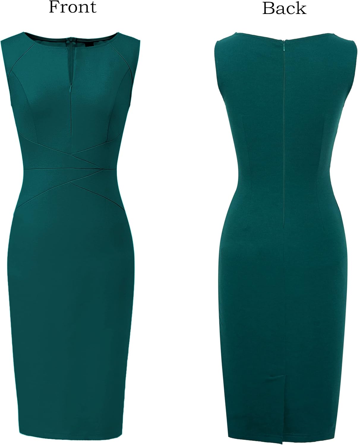 VFSHOW Womens Elegant Slim Front Zipper up Work Business Office Party Sheath Dress