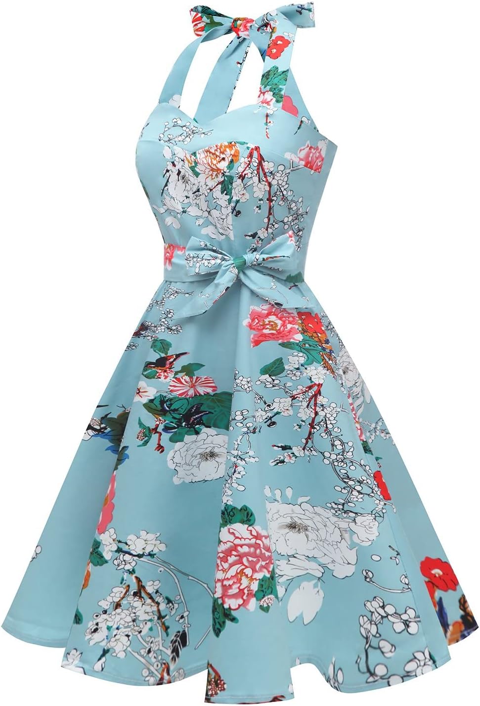 Topdress Women'sVintage Polka Audrey Dress 1950s Halter Retro Cocktail Dress