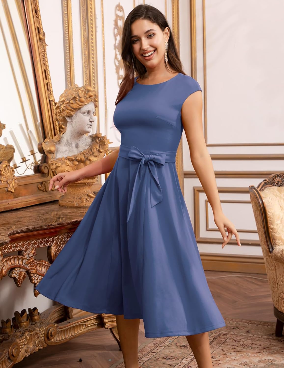 DRESSTELLS Women's Cocktail Dresses, Formal Wedding Guest Church Modest Graduation Party Prom Dress 2025