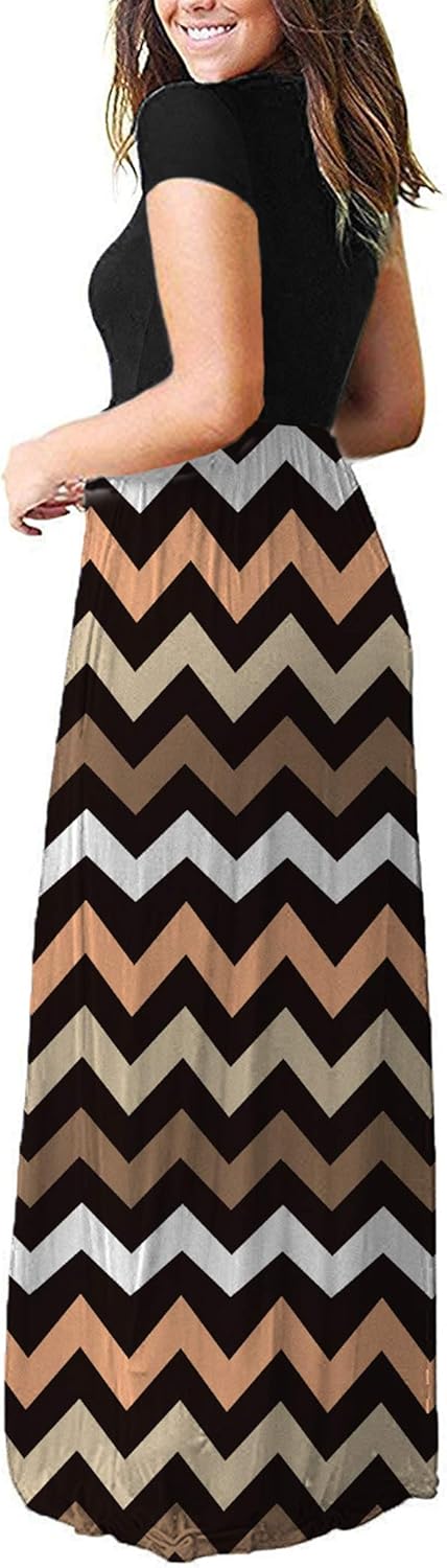 AUSELILY Women's Short Sleeve Loose Plain Casual Long Maxi Dresses for Women 2025