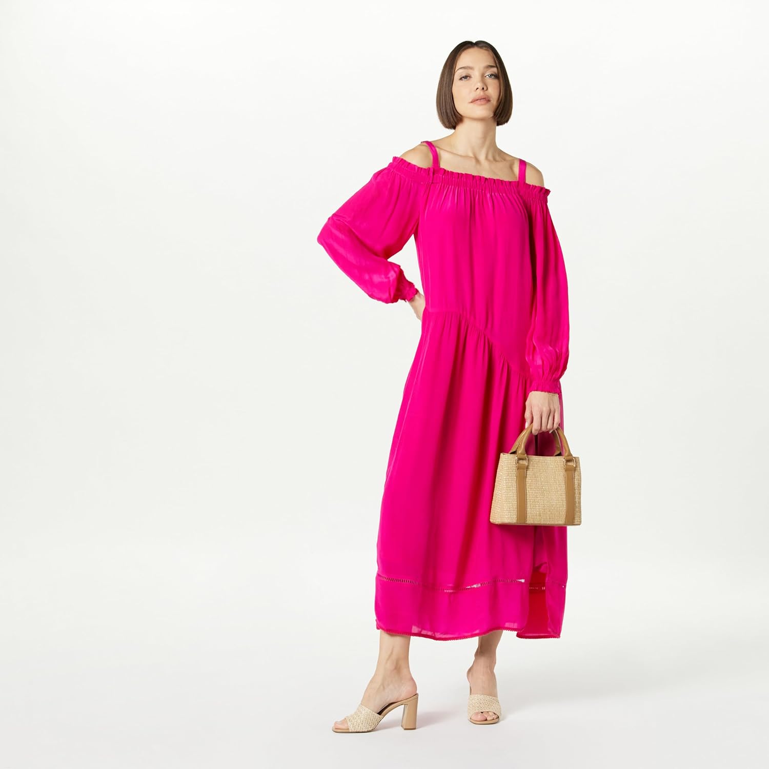 The Drop Women's Long Sleeve Convertible Strapless Tiered Maxi Dress