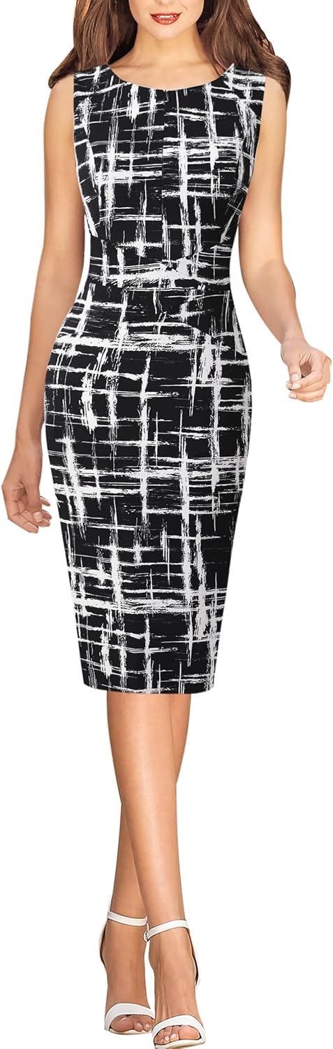 VFSHOW Womens Elegant Slim Front Zipper up Work Business Office Party Sheath Dress