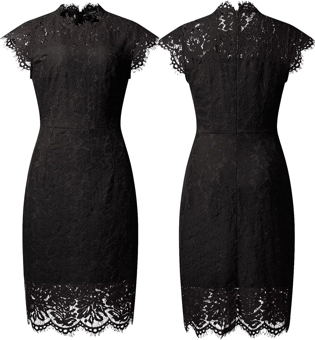 MEROKEETY Women's Sleeveless Lace Floral Elegant Cocktail Dress Crew Neck Knee Length for Party