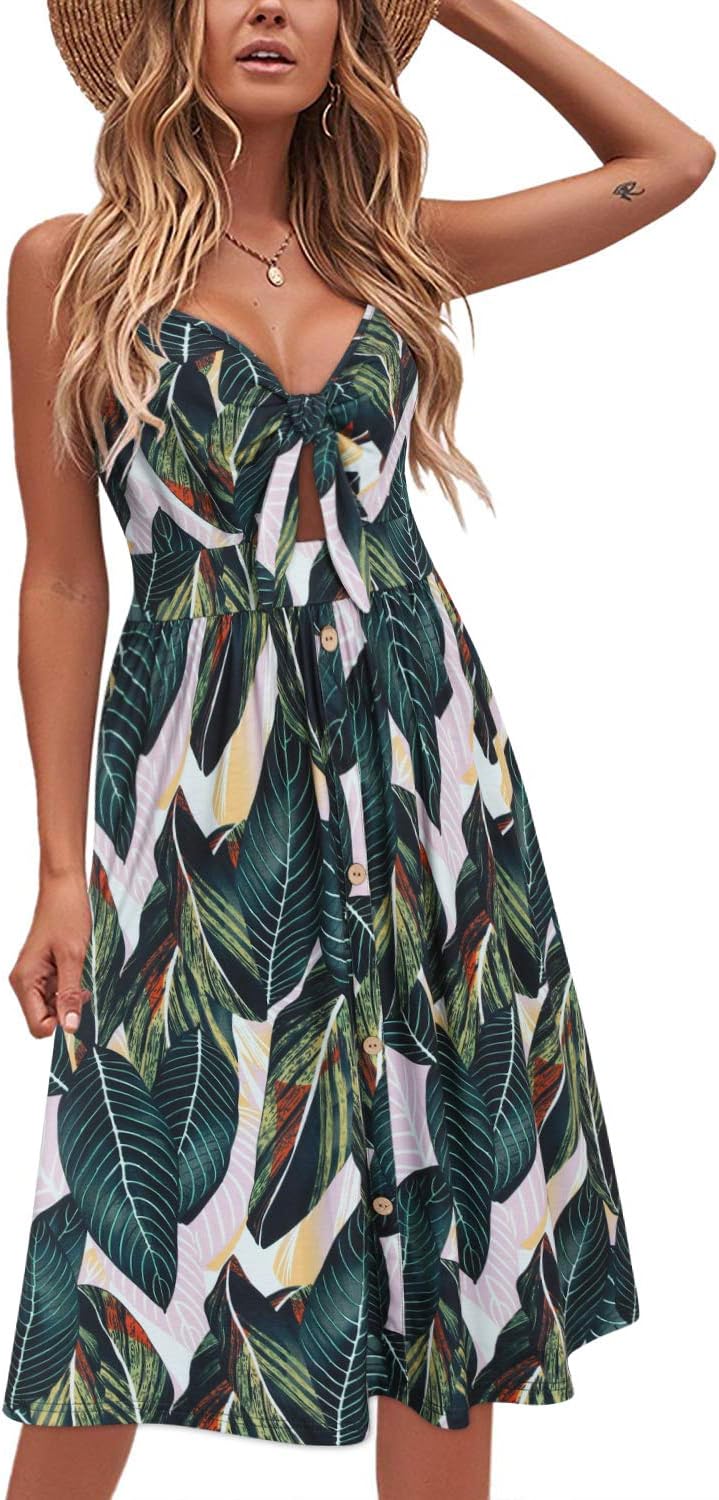 VOTEPRETTY Women's Summer Dresses Spring Sundresses Beach Clothes Outfit Vacation 2024 V Neck Casual Tropical Resort Hawaiian