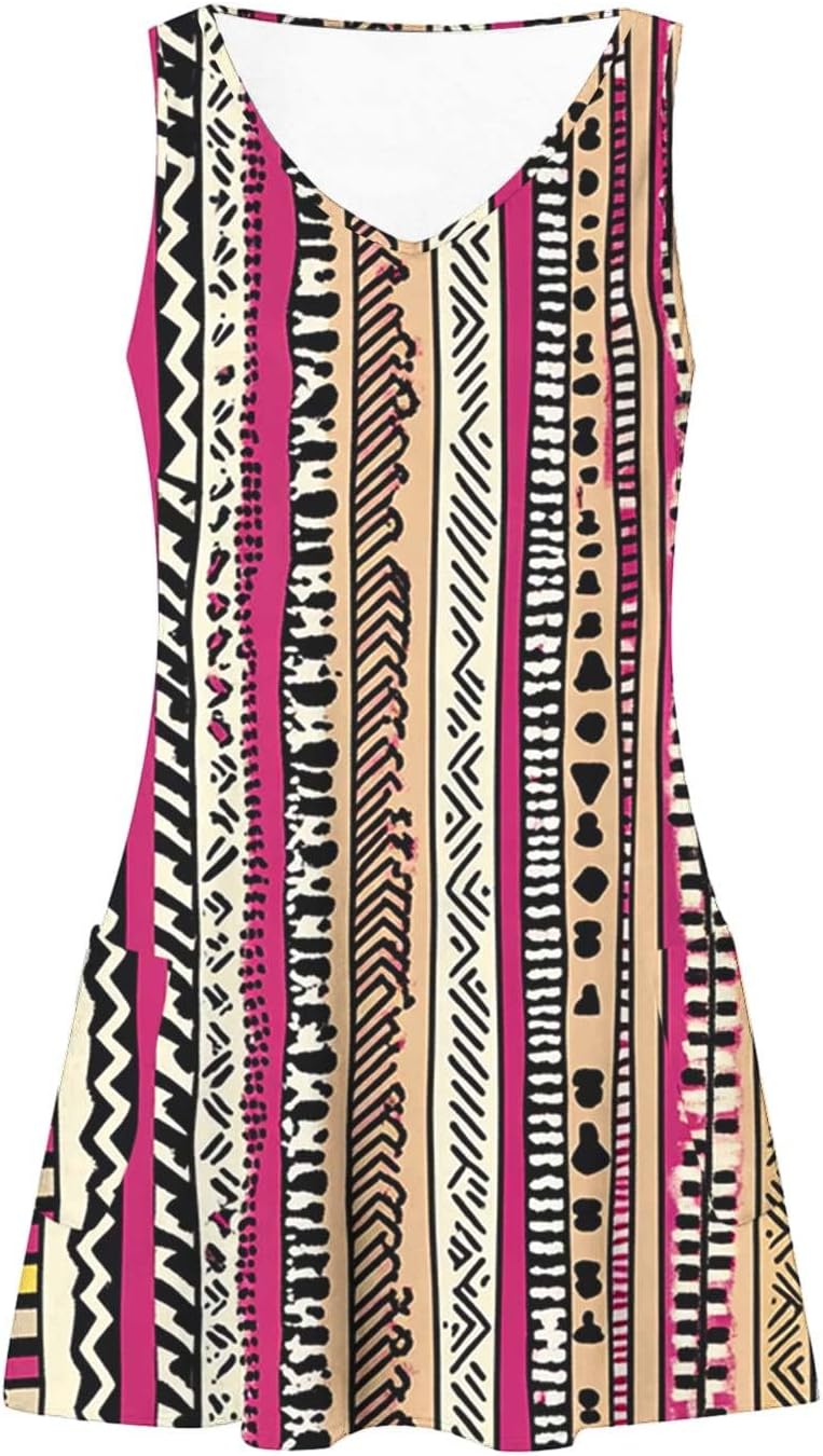 Womens 2025 Spring Summer Dresses Casual Floral Print V-Neck Tank Dress Curve Hem Pleated A-Line Sundresses