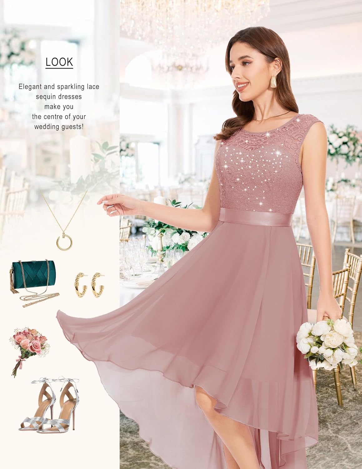 BeryLove Cocktail Prom Dresses 2025 Formal Wedding Guest Dresses Sleeveless Lace High Low Homecoming Dress