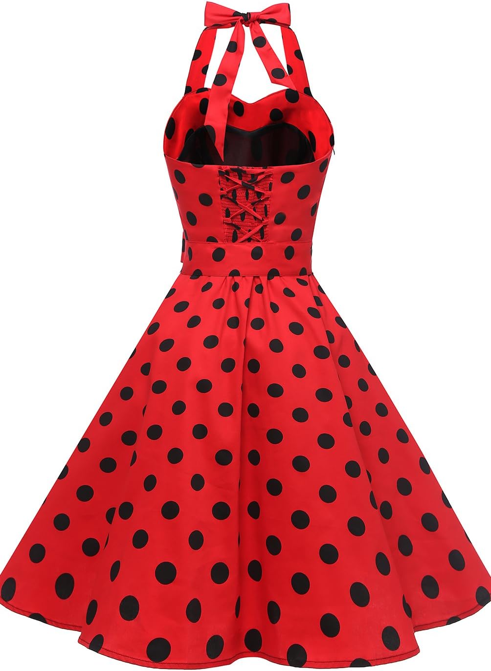Topdress Women'sVintage Polka Audrey Dress 1950s Halter Retro Cocktail Dress