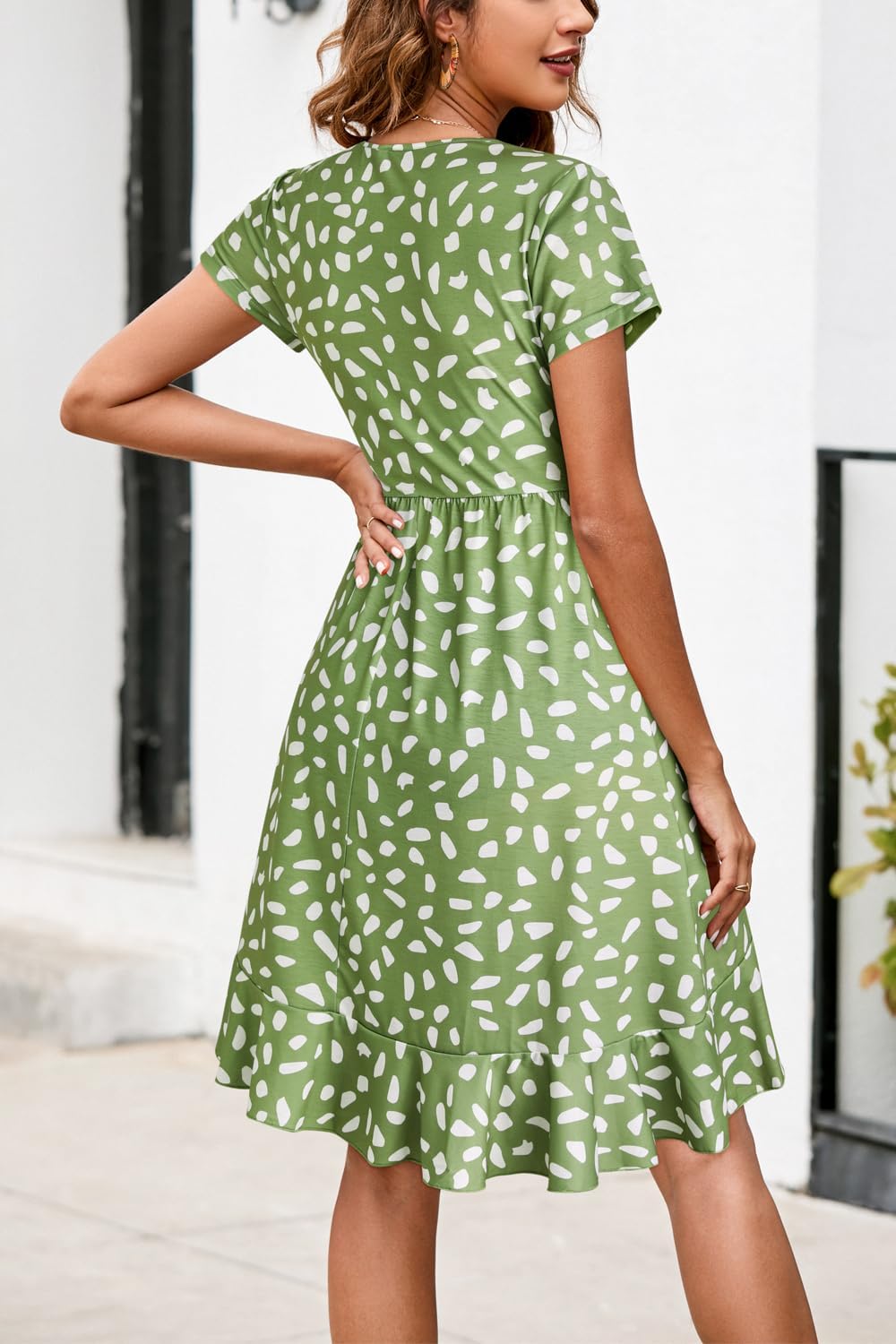 ULTRANICE Womens Summer Dresses Floral V Neck Ruffled Hem Spaghetti Spring Casual Beach Outfits Flowy Wrap Sun Dress