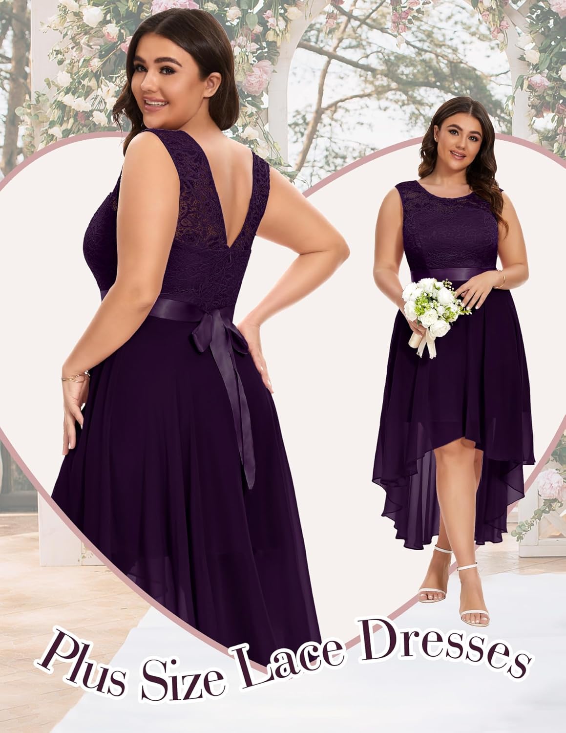 BeryLove Cocktail Prom Dresses 2025 Formal Wedding Guest Dresses Sleeveless Lace High Low Homecoming Dress