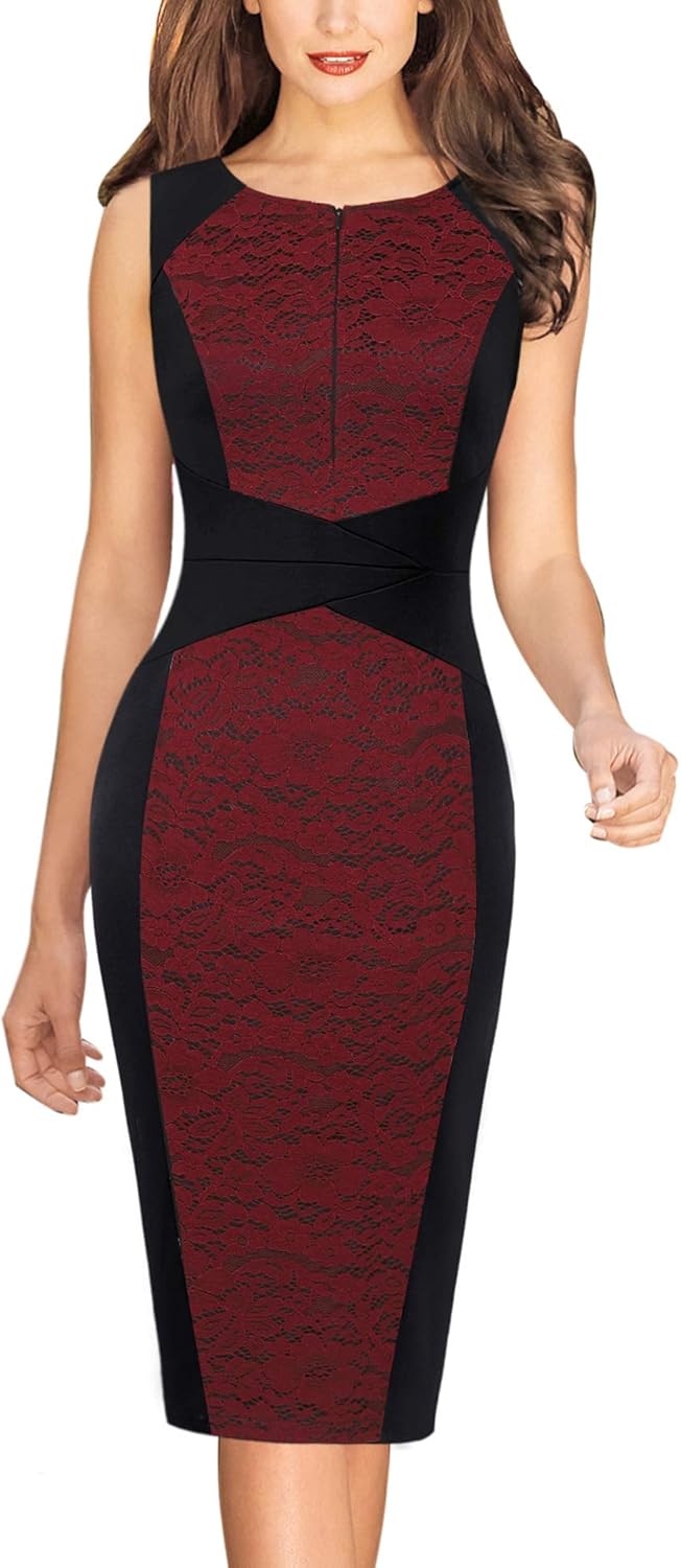 VFSHOW Womens Elegant Slim Front Zipper up Work Business Office Party Sheath Dress