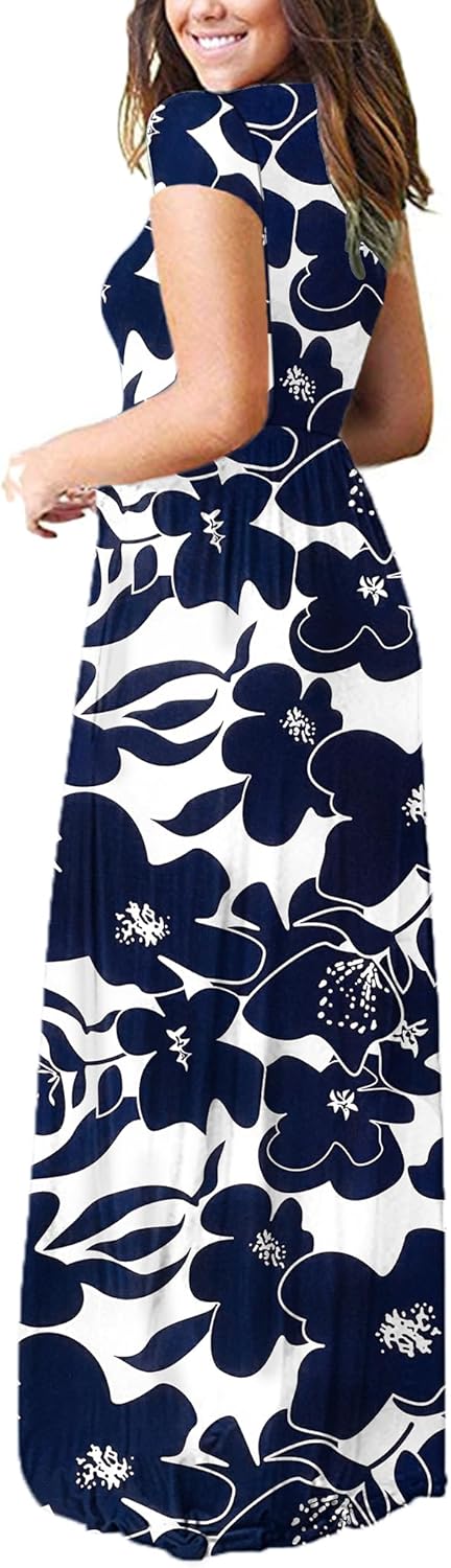 AUSELILY Women's Short Sleeve Loose Plain Casual Long Maxi Dresses for Women 2025