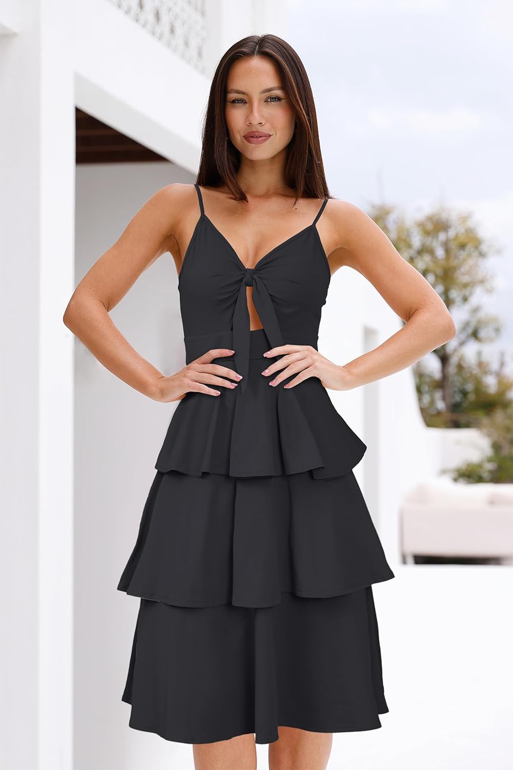 VOTEPRETTY Women's Summer Dresses Spring Sundresses Beach Clothes Outfit Vacation 2024 V Neck Casual Tropical Resort Hawaiian