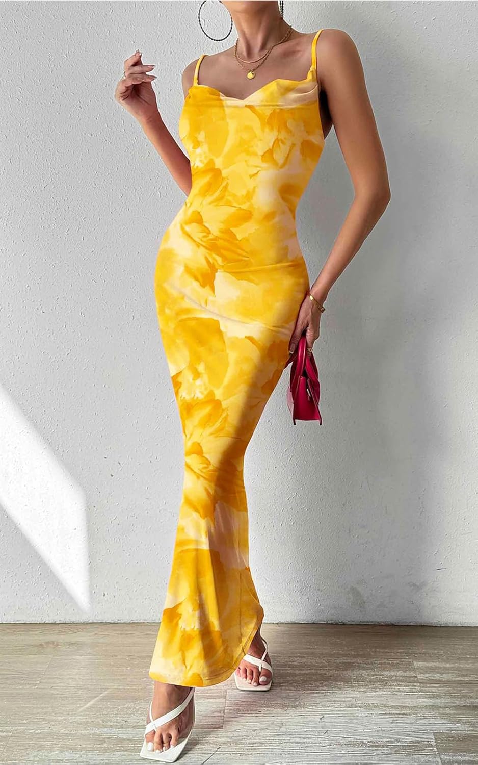 PRETTYGARDEN Women's 2025 Summer Floral Spaghetti Strap Maxi Dress Stretch Sexy Bodycon Dress Backless Slip Long Dresses