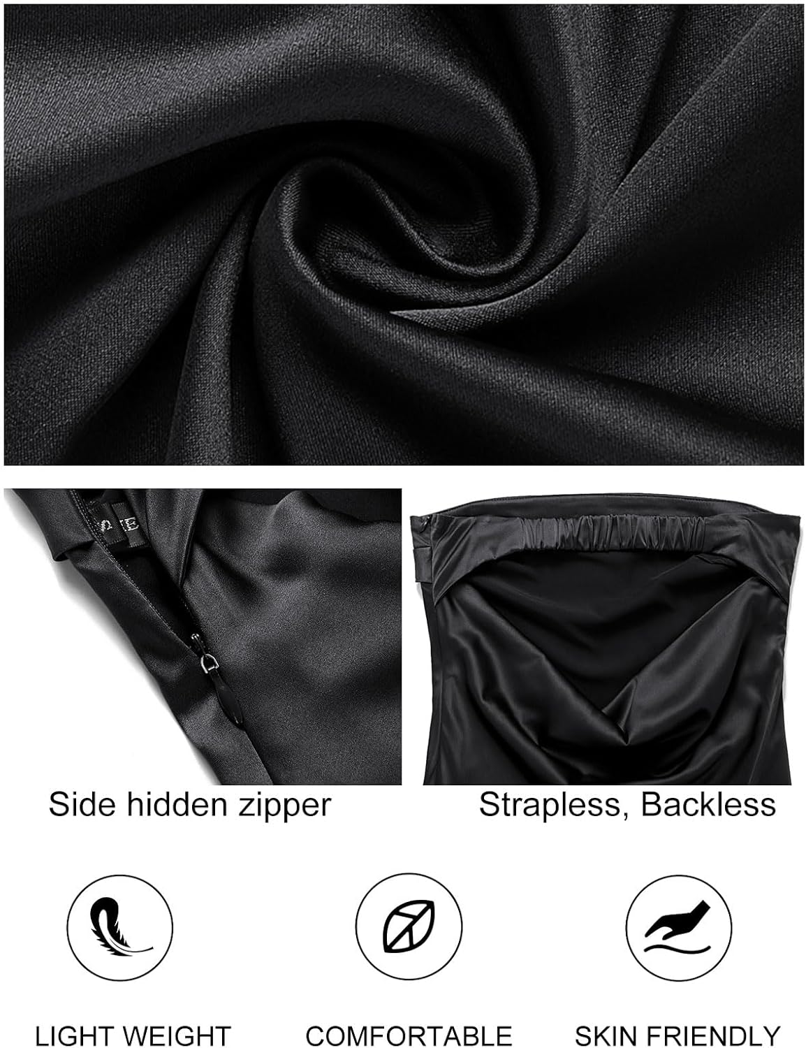 MEROKEETY Women 2025 Summer Strapless Satin Tube Bodycon Backless Wedding Guest Maxi Dress