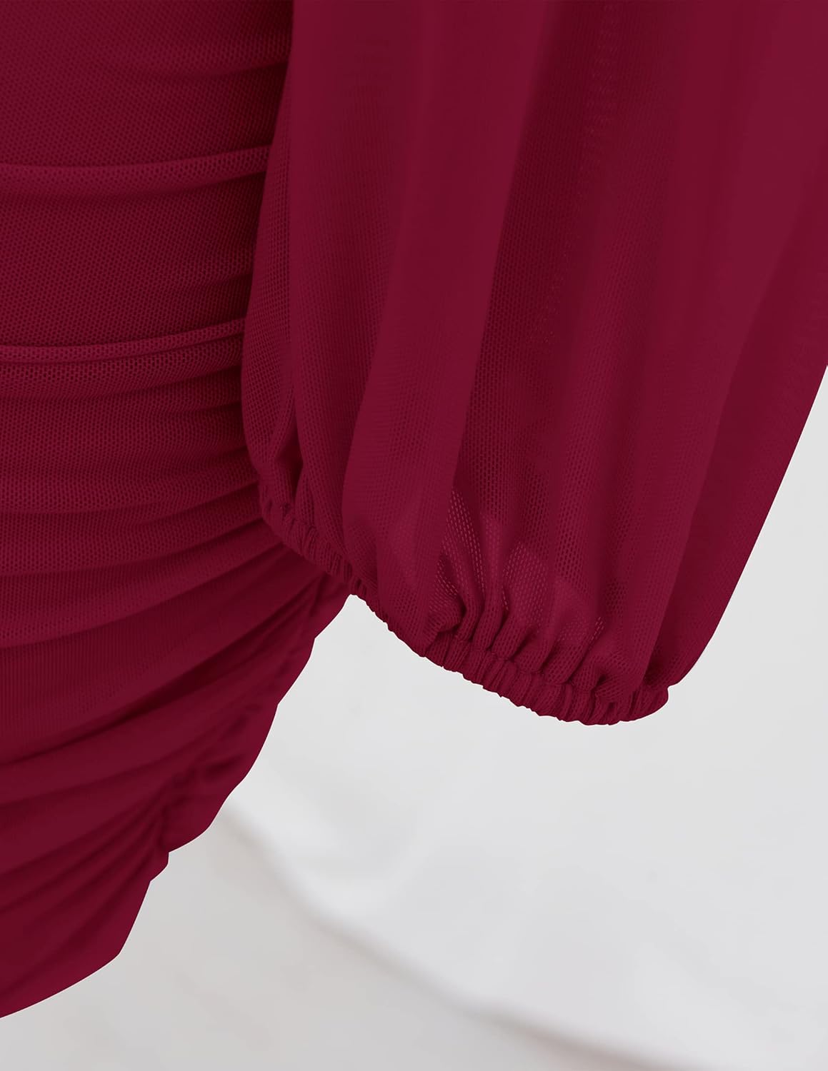 ZESICA Women's Sexy V Neck Ruched Bodycon Mini Dress Puff Long Sleeve Cocktail Wedding Party Short Dresses