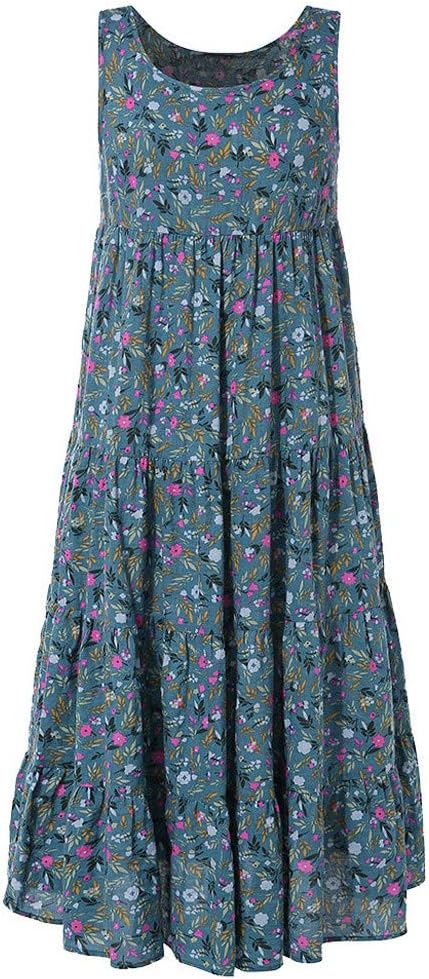 Ceboyel Women Boho Floral Maxi Dresses Flowy Tank Dress Sleeveless Smocked Sundresses Trendy Casual Beach Long Sun Dress
