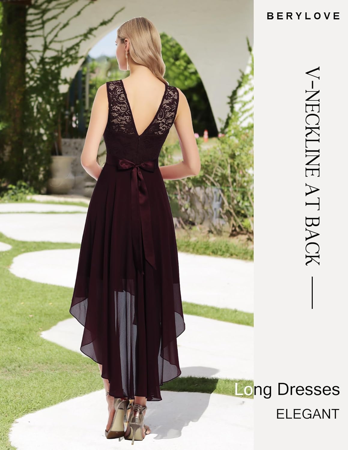 BeryLove Cocktail Prom Dresses 2025 Formal Wedding Guest Dresses Sleeveless Lace High Low Homecoming Dress