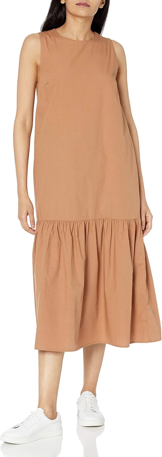 The Drop Women's Ilana Loose Sleeveless Wide-Hem Poplin Maxi Dress